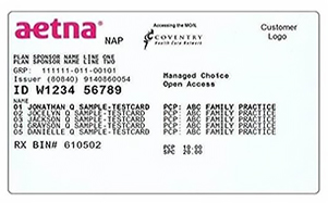 sample of aetna insurance card - front